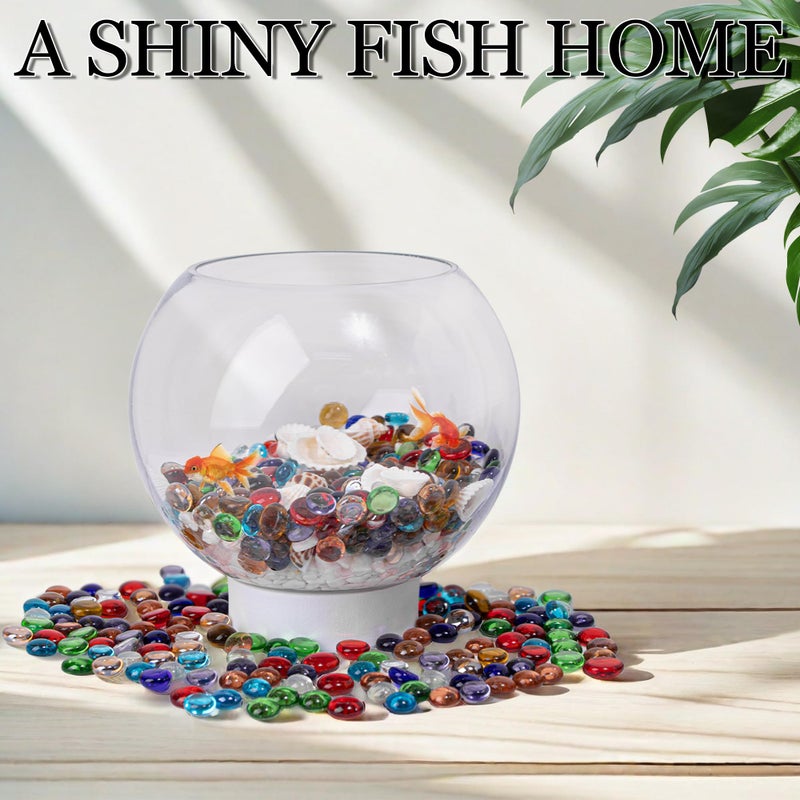 Meschett 50PCS Mini Glass Gems Mixed Colour Mancala Stones Flat Bottom Marble Beads for Home Decorative Art Craft Vase Filler(0.5""~0.7"") - Image 5